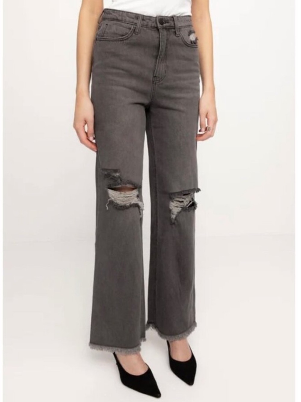 PTCL Dahlia Jeans Size 25 Rigid 90s Straight Leg Frayed Capsule Minimalist Chic